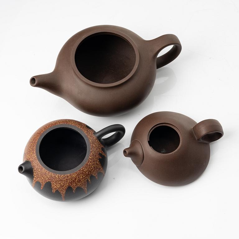 Tekannor, tre stycken, yixing, Kina, 1980-/90-tal.