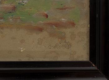 WILHELM SMITH, oljeskiss på pannå. Signerad.
