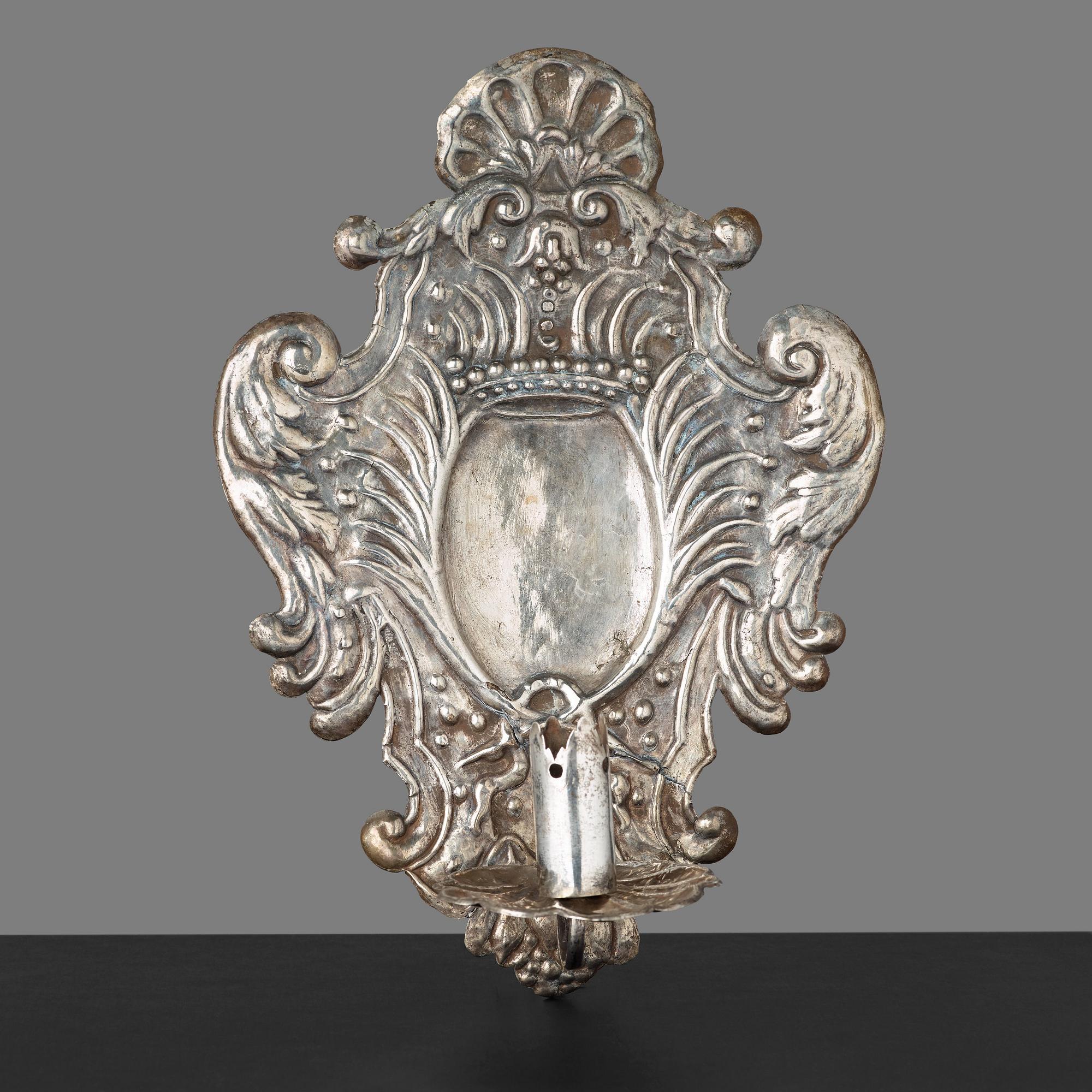 LJUSPLÅT, för ett ljus, barock, 1700-talets början.
