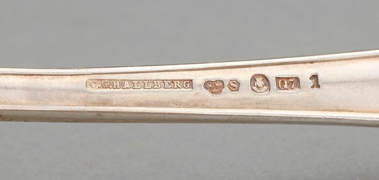 BESTICKSERVIS, ca202 delar, silver, C.G. Hallberg, Stockholm, 1918.