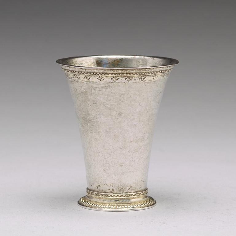 A Swedish 18th century parcel-gilt silver beaker, mark of Henrik Wittkopf, Stockholm 1752.