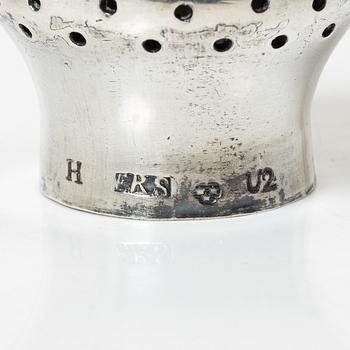 A Swedish late Gustavian silver and glass cruet-set, mark of Pehr Zethelius, Stockholm 1798.