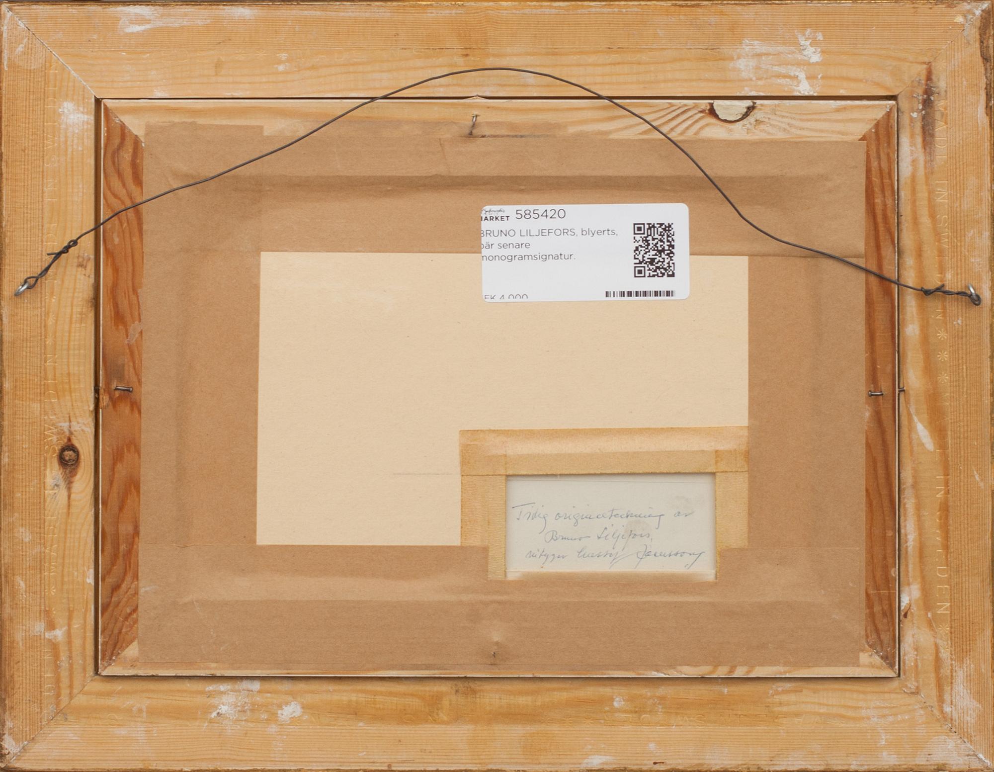 BRUNO LILJEFORS, blyerts, bär senare monogramsignatur.