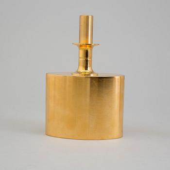 A gilt brass bottle and five glasses from Skultuna, 1989-96.