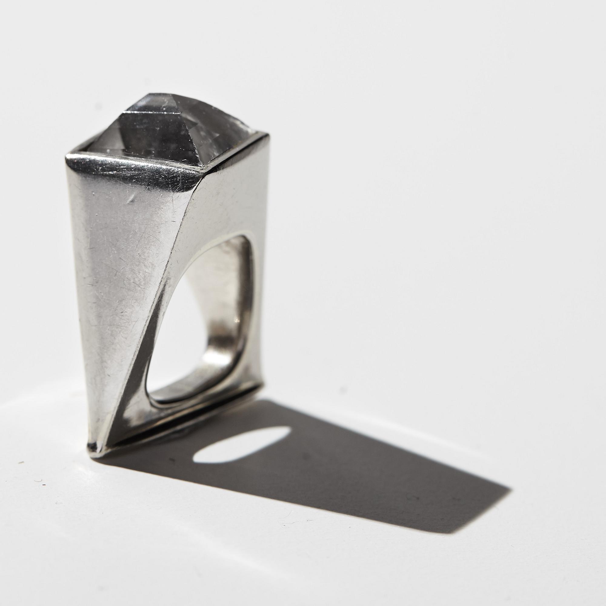Vivianna Torun Bülow-Hübe, a white gold and facet cut rock crystal ring, executed in her own workshop 1964.