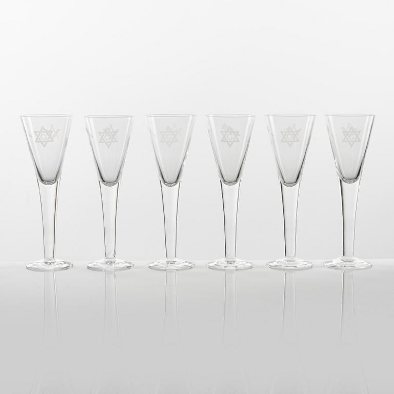 Snapsglas, 6 st, 1900-tal.
