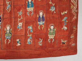 TEXTIL/DHOTI, broderat siden. Tibet, omkring 1900.