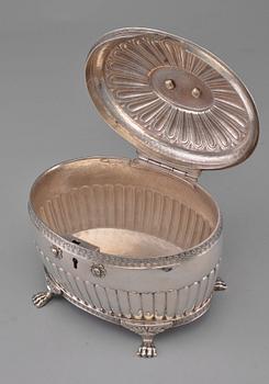 A SUGAR BOX, silver. Gustaf Folcker Stockholm 1833. Weight 682 g.