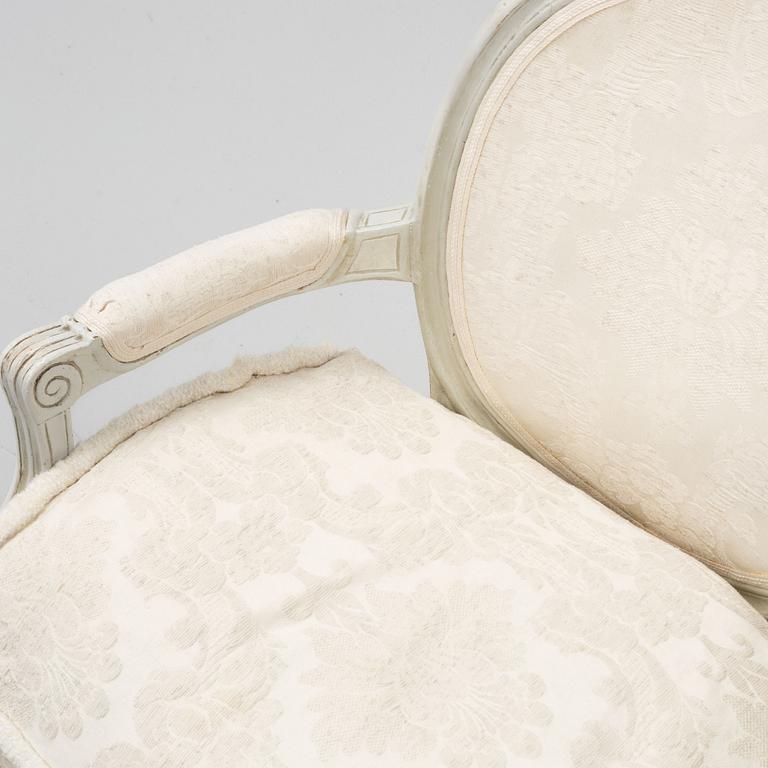 A matched pair of Gustavian armchairs, second part of the 18th Century.