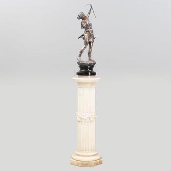 A silver plated sculpture of Diana, early 20th Century.