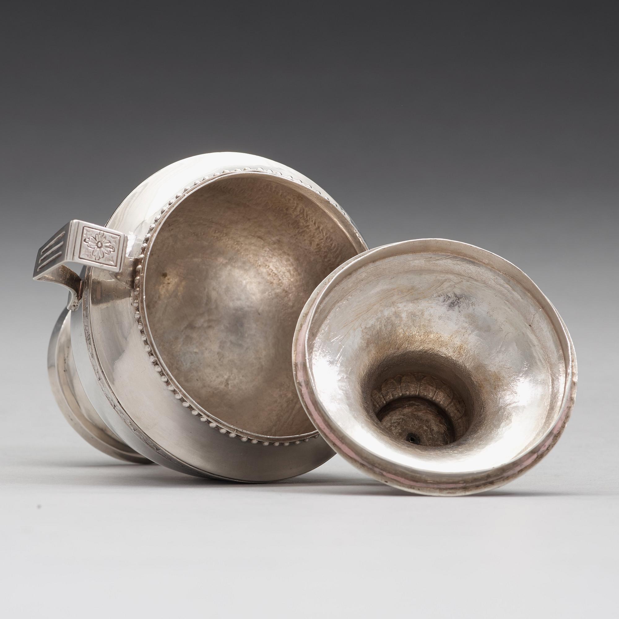 Julius Marianus Bergs, sockerskål med lock, silver, Stockholm 1786, gustaviansk.