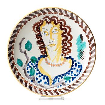 Wilhelm Kåge, a faience dish, Gustavsberg studio, Sweden 1940's.