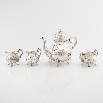 Coffee service 4 dlr by Cohr Denmark Rococo style silver-plated early/mid 20th century.