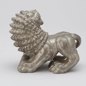 An Anna Petrus pewter sculpture of a lion, Svenskt Tenn, Stockholm 1920's-30's.