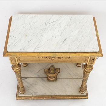 Spegel med konsolbord, senempire ca 1830-40-tal.