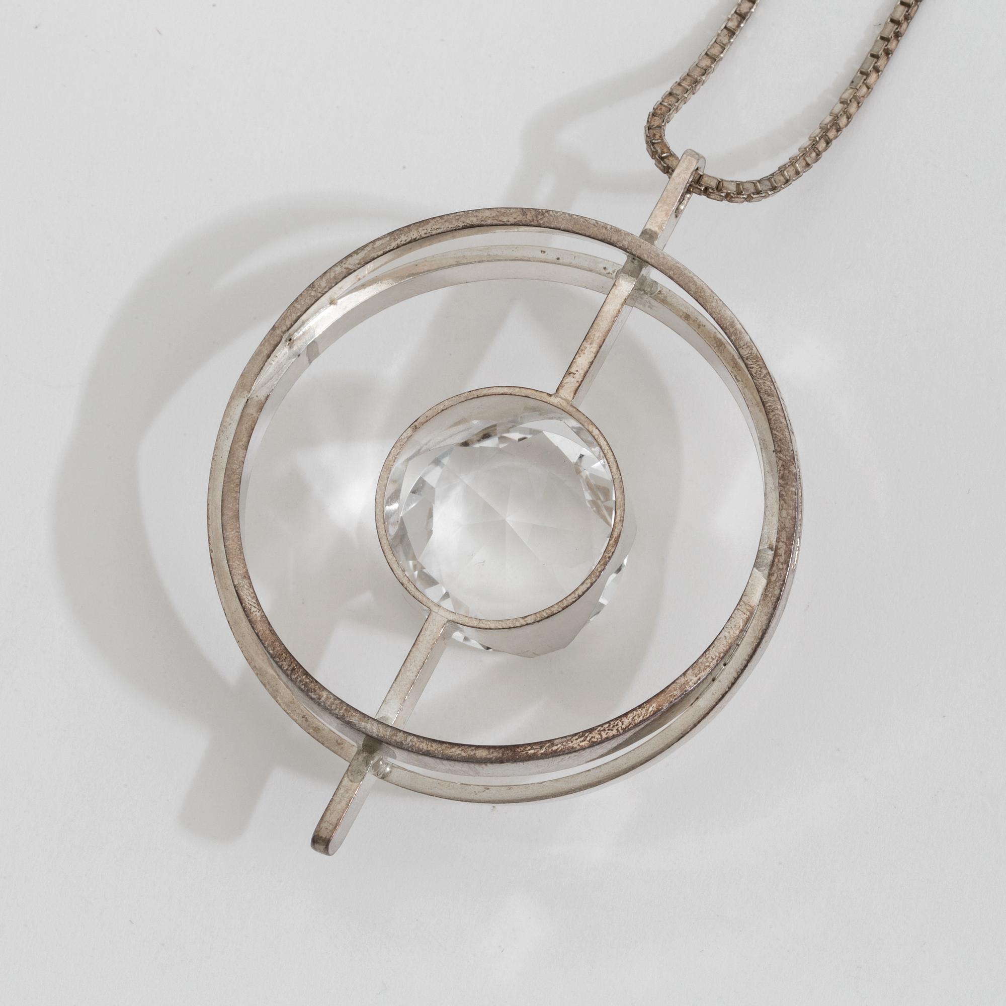 A rock crystal pendant by Waldemar Jonsson, Skara, 1974.