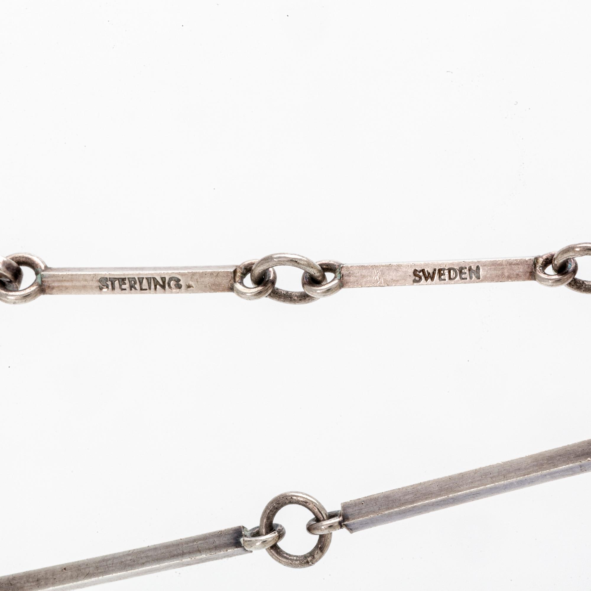 Wiwen Nilsson, halsband, sterling silver och bergkristall, Lund 1945.