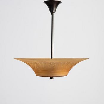 Edward Hald, a ceiling lamp, Orrefors, 1930s.