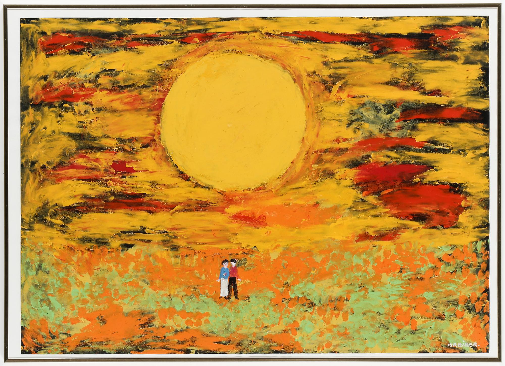 GUNNAR GREIBER, blandteknik på papper, signerad.