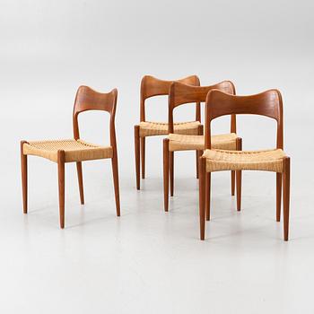 Arne Hovmand-Olsen, 4 chairs, Mogens Kold, Denmark, 1960s.