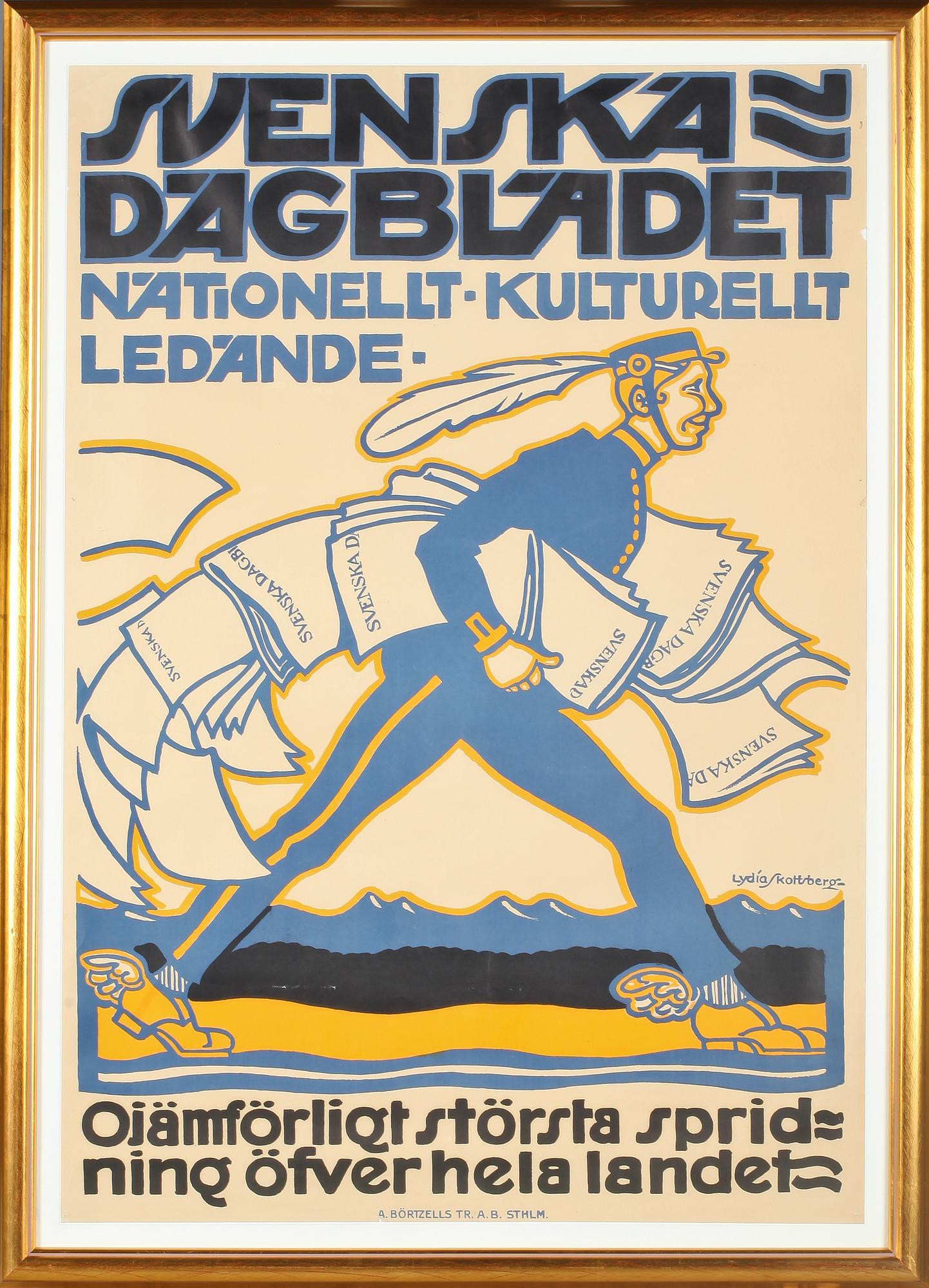 AFFISCH, litografiskt tryck, Svenska Dagbladet, A Börtzells Tr. Ab, Stockholm, 1920/30-tal.
