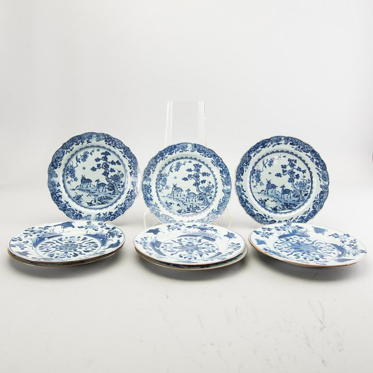 A set of 6 + 3 Chinese Qing Dynasty porcelain plates.