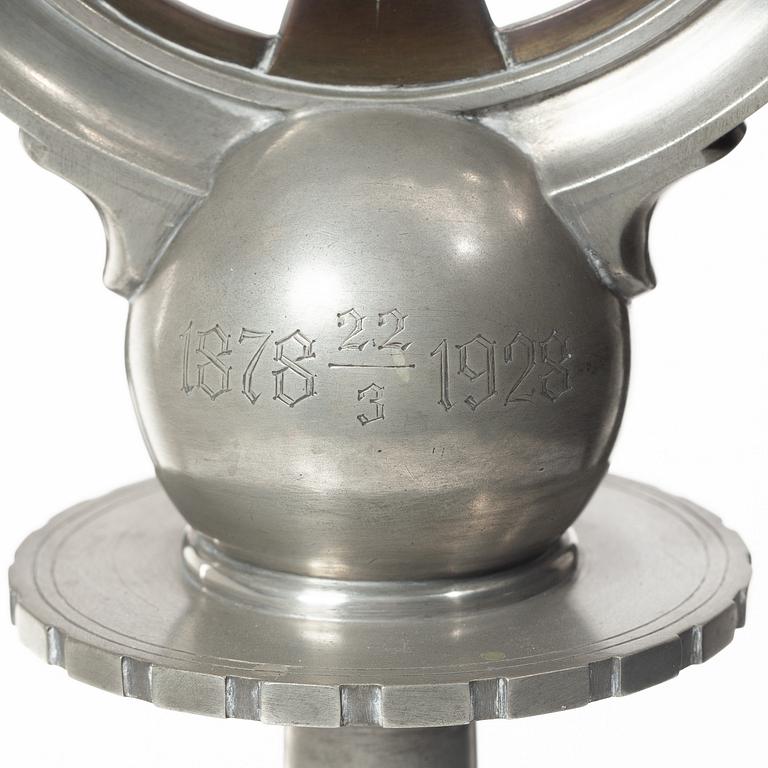 Astrid Aagesen, kandelaber, tenn, Helsingborg 1920/30-tal.