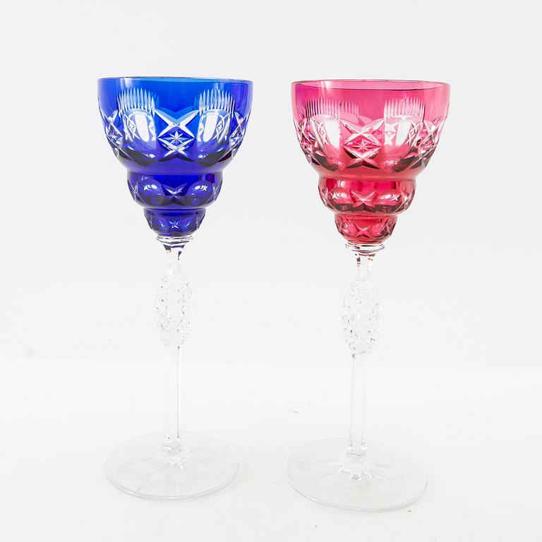 Wine glasses 10 pcs Bohemia 20th century cut glass.