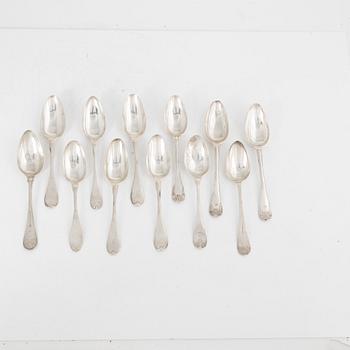 Twelve Swedish Silver Spoons, 19th Century.