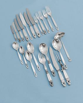 A Johan Rohde set of 147 pcs of flatware 'Acorn', Georg Jensen, Copenhagen 1933-44.