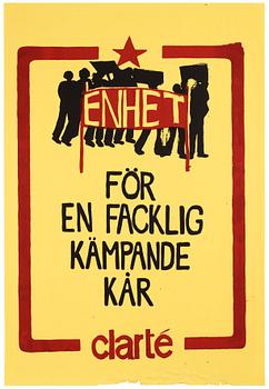 Okänd konstnär 1900-tal, affisch "Enhet för en facklig kämpande kår".