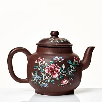 A yixing ware tea pot with cover, Qing dynasty, 18th Century.