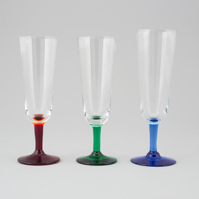 MONICA BRATT, champagneglas, 12 stycken, glas, "B6", Reijmyre, 1900-talets andra hälft.