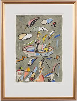 Madeleine Pyk, "Tusen dagar och en dröm", mapp med fyra färglitografier samt bok.