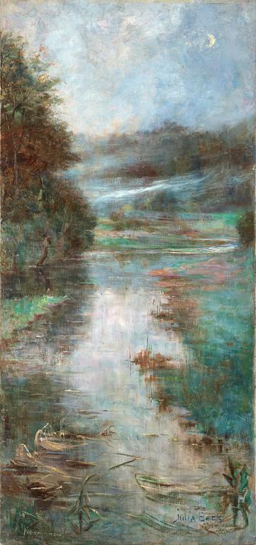 Julia Beck, Misty river landscape, Normandy.