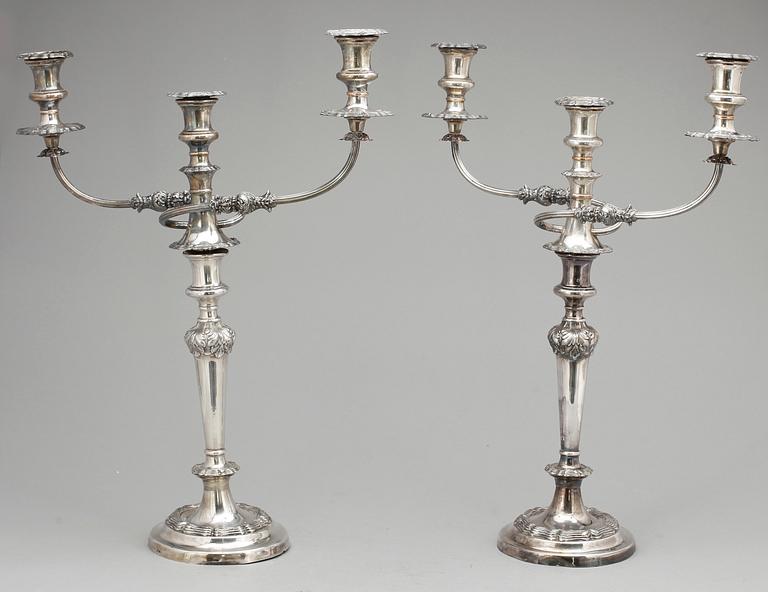 KANDELABRAR, ett par, nysilver, 1900-tal.
