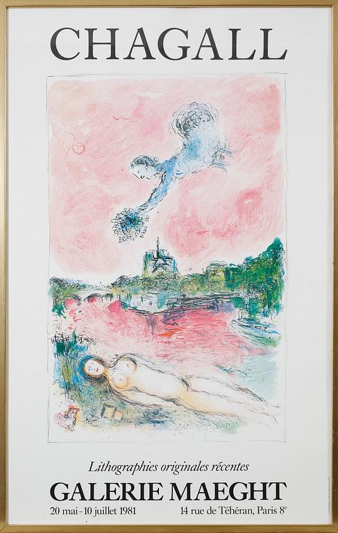 MARC CHAGALL, after, poster, Galleri Maeght, 1981.