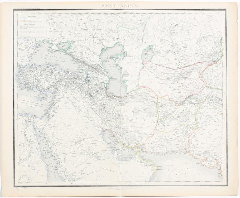 PARTI KARTOR, 7 st, bla världsdelarna och del av Nordamerika, Stein 1870-tal.