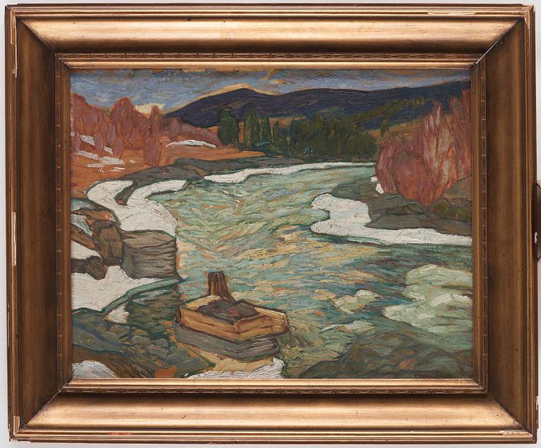 Helmer Osslund, "Faxälven ovanför Tväråbron" (Landscape from the northeast coast of Sweden).