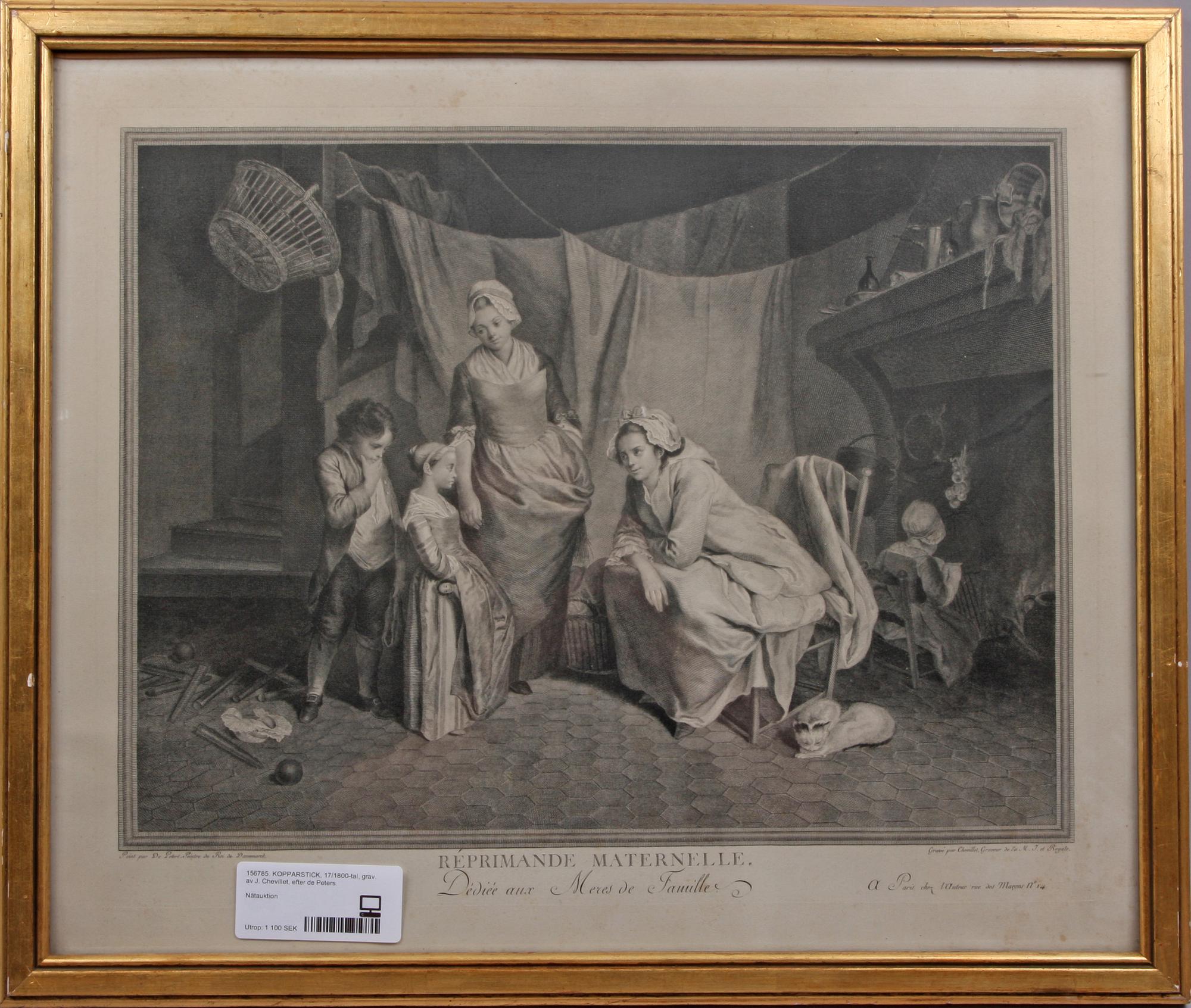 KOPPARSTICK, 17/1800-tal, grav. av J. Chevillet, efter de Peters.