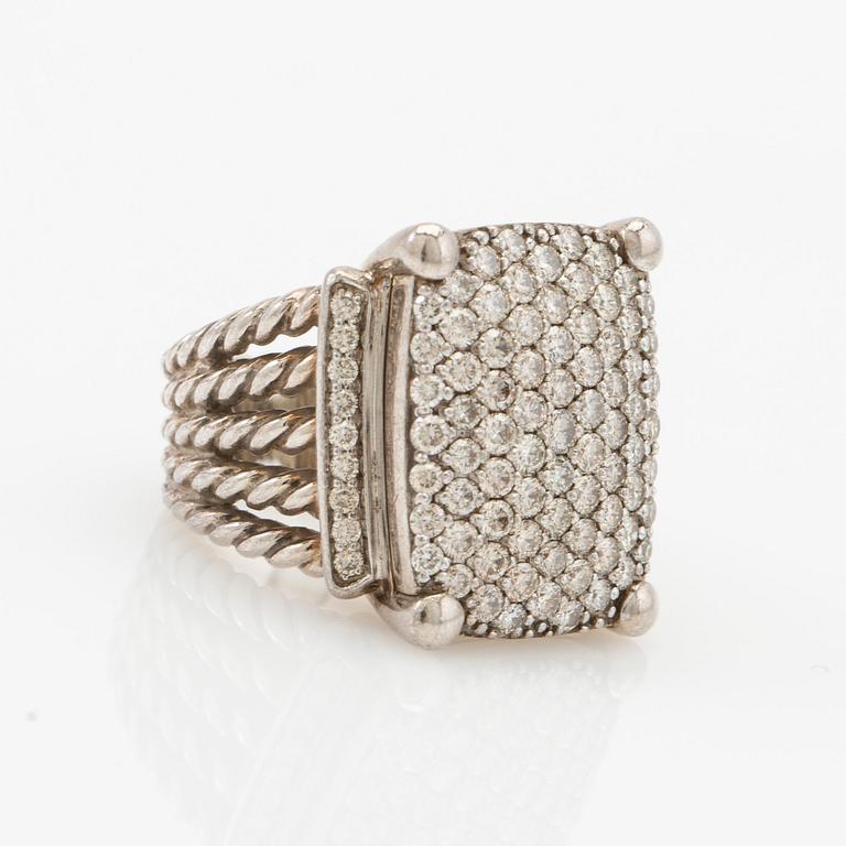 David Yurman, ring, silver och briljantslipade diamanter.
