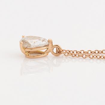 Pear shaped diamond necklace, ca 1,15 ct.