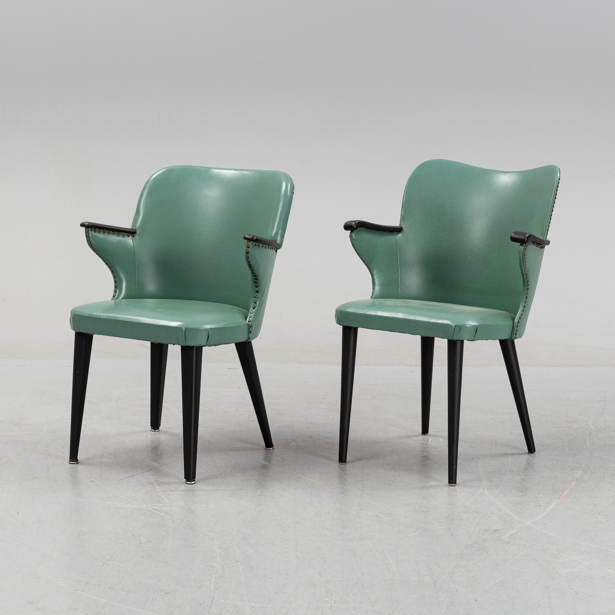 A pair of armchairs, mid 20th Century.