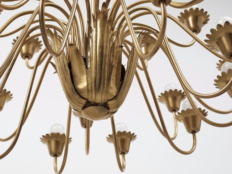 A Swedish Modern brass ceiling lamp, possibly by Ateljé Lyktan, Sweden 1940's.