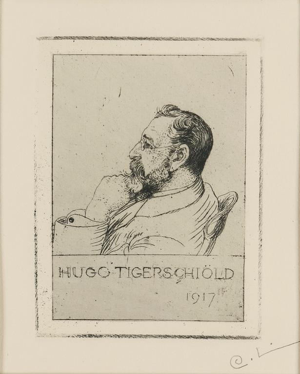 CARL LARSSON, etching, signed C.L. in pencil. Executed 1917. State 1. Very rare. "Hugo Tigerschiöld".