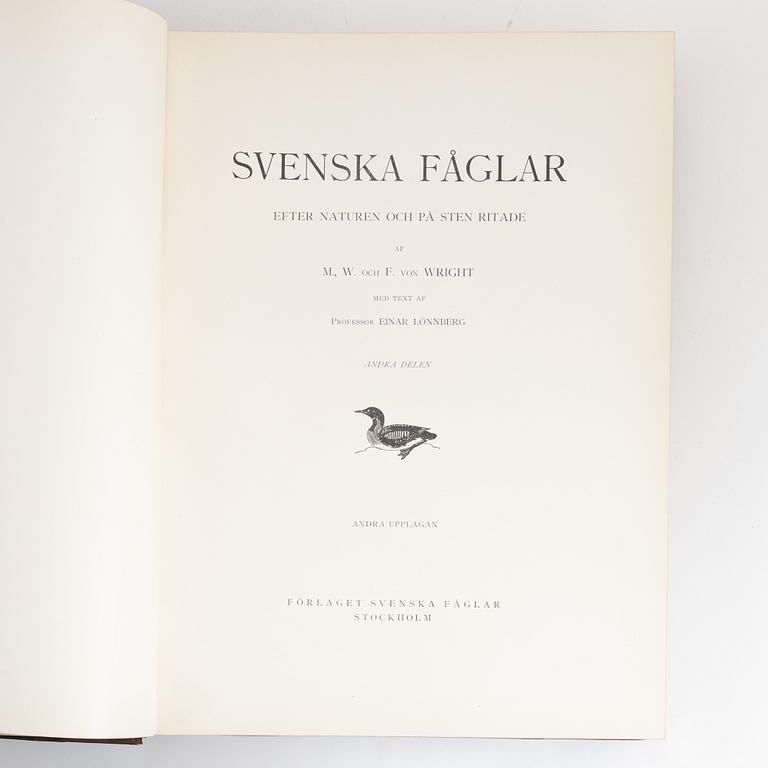 Books, 3, "Svenska fåglar" by von Wright.