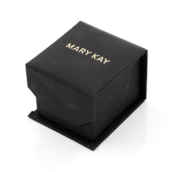 Mary Kay ring, 18K gold with a pink stone and white stones.