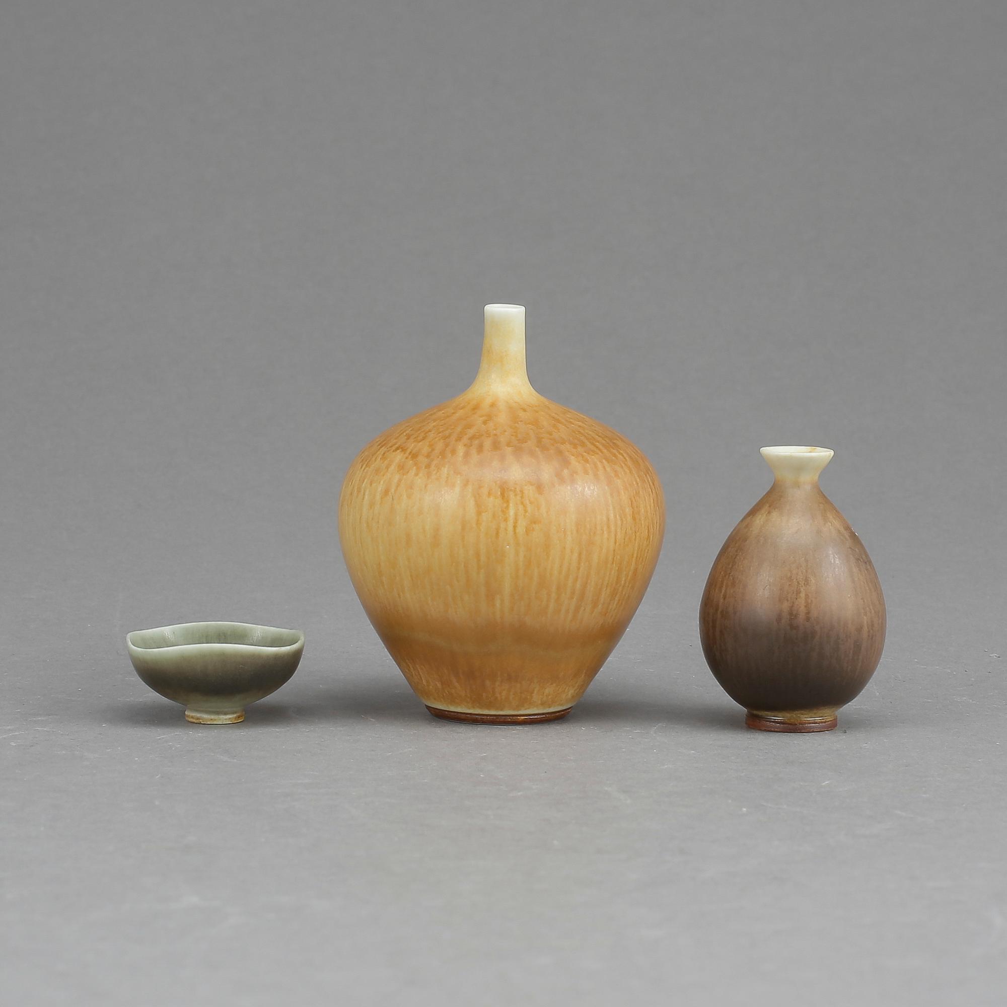 MINIATYRER, 3 st. Berndt Friberg, Gustavsberg studio bl a 1966.