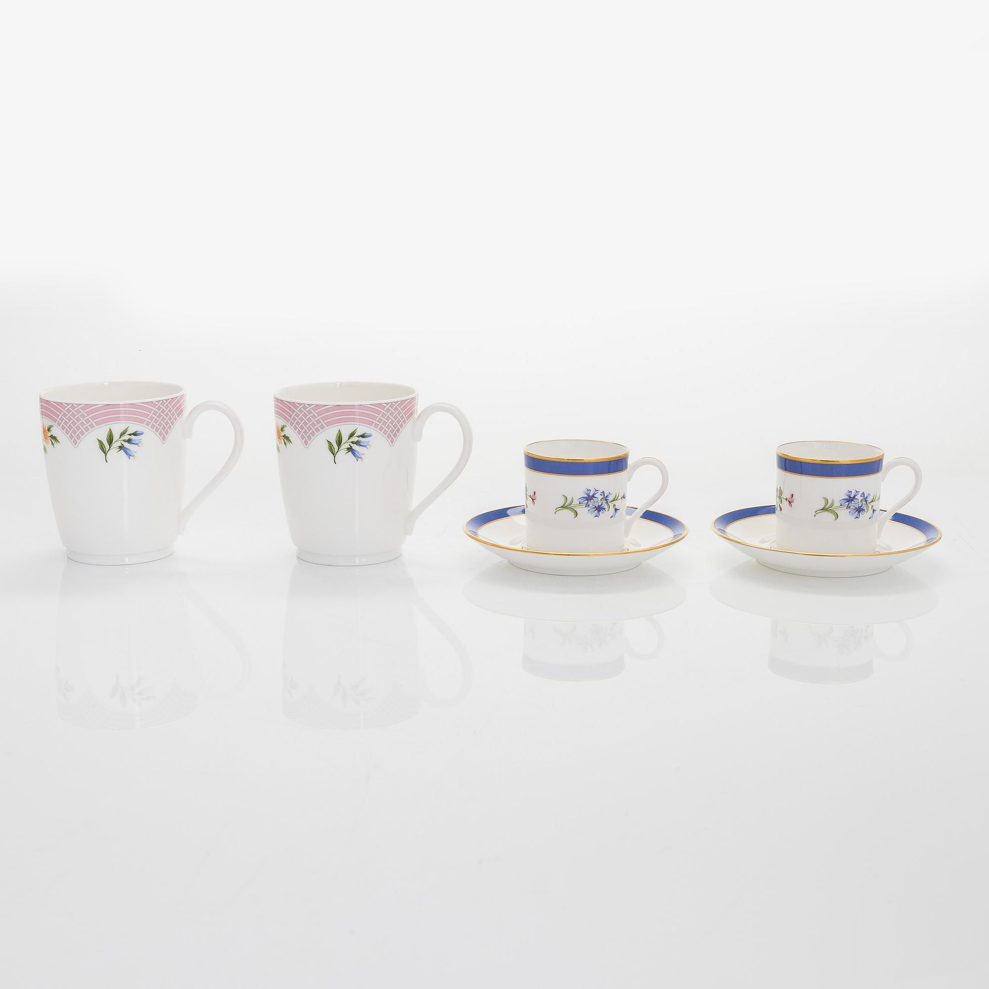 Tiffany & Co, kaffekoppar, 2 st, "Tiffany Bouquet", samt espressokoppar, 2 st, "Tiffany Floral", porslin.