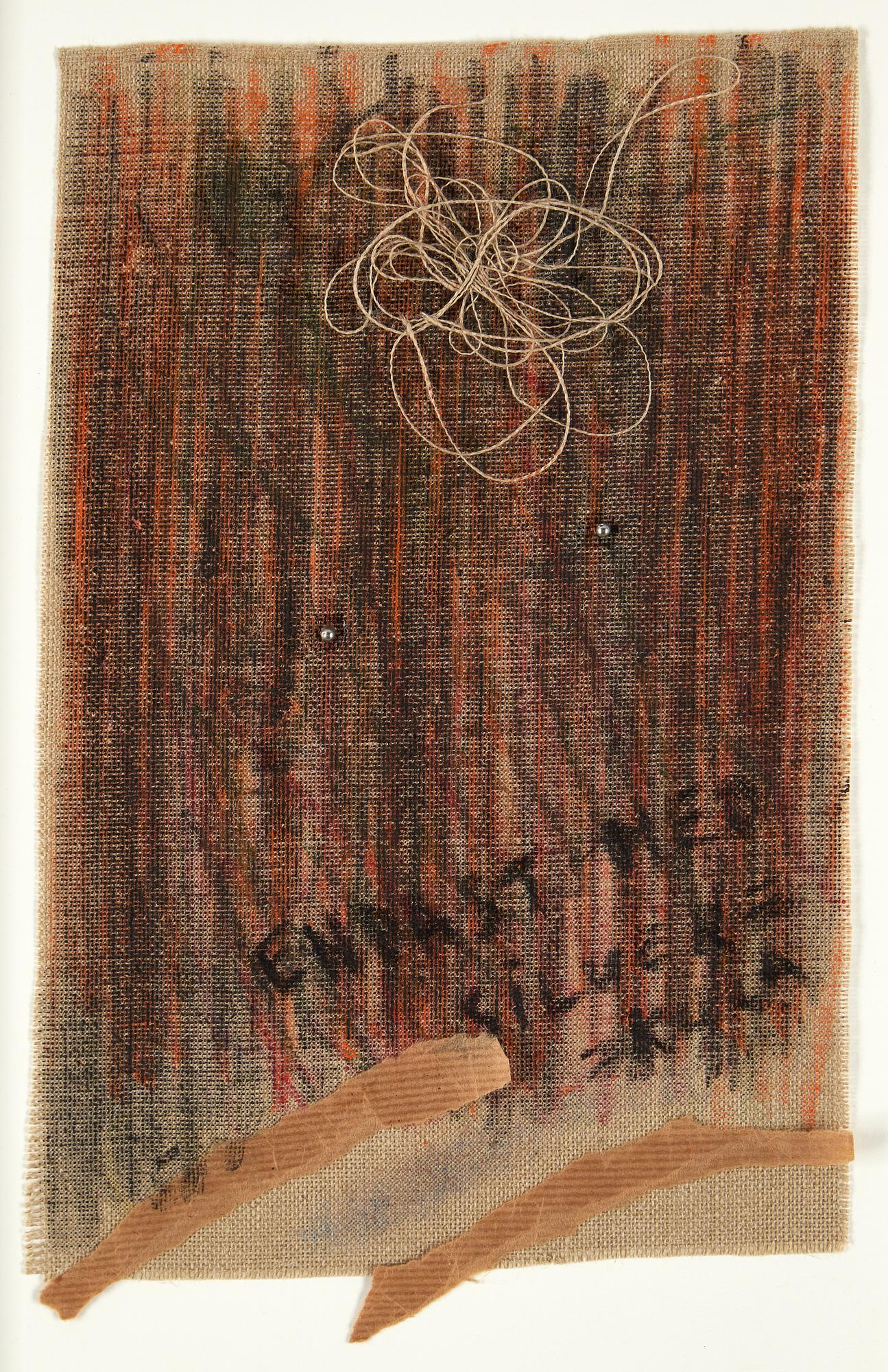 Eddie Figge, blandteknik med collage på duk, signerad och daterad 1965.